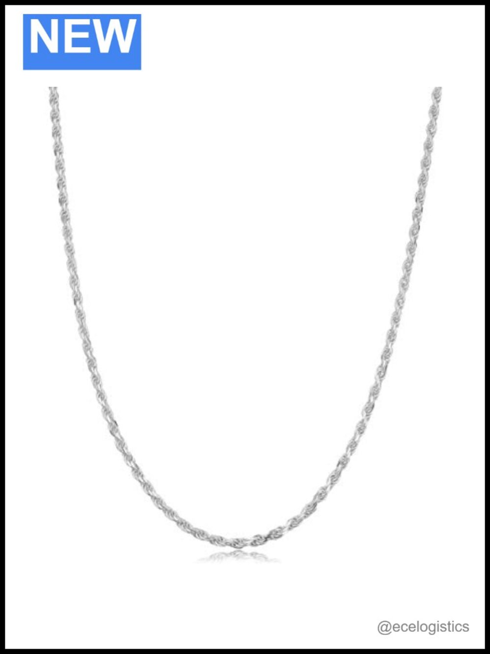925 Sterling Silver Diamond Cut Rope Chain Necklace 18"